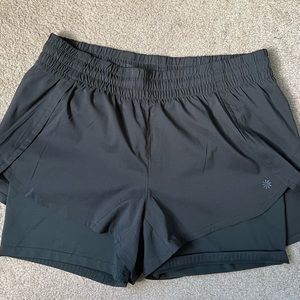 Athleta Racer Run 2-in-1 shorts Women’s Medium in Dark Gray